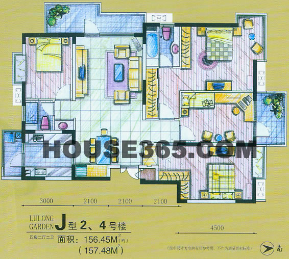 b户型(1号楼)两房111.56平米_南京卢龙山庄_南京新房网_365淘房